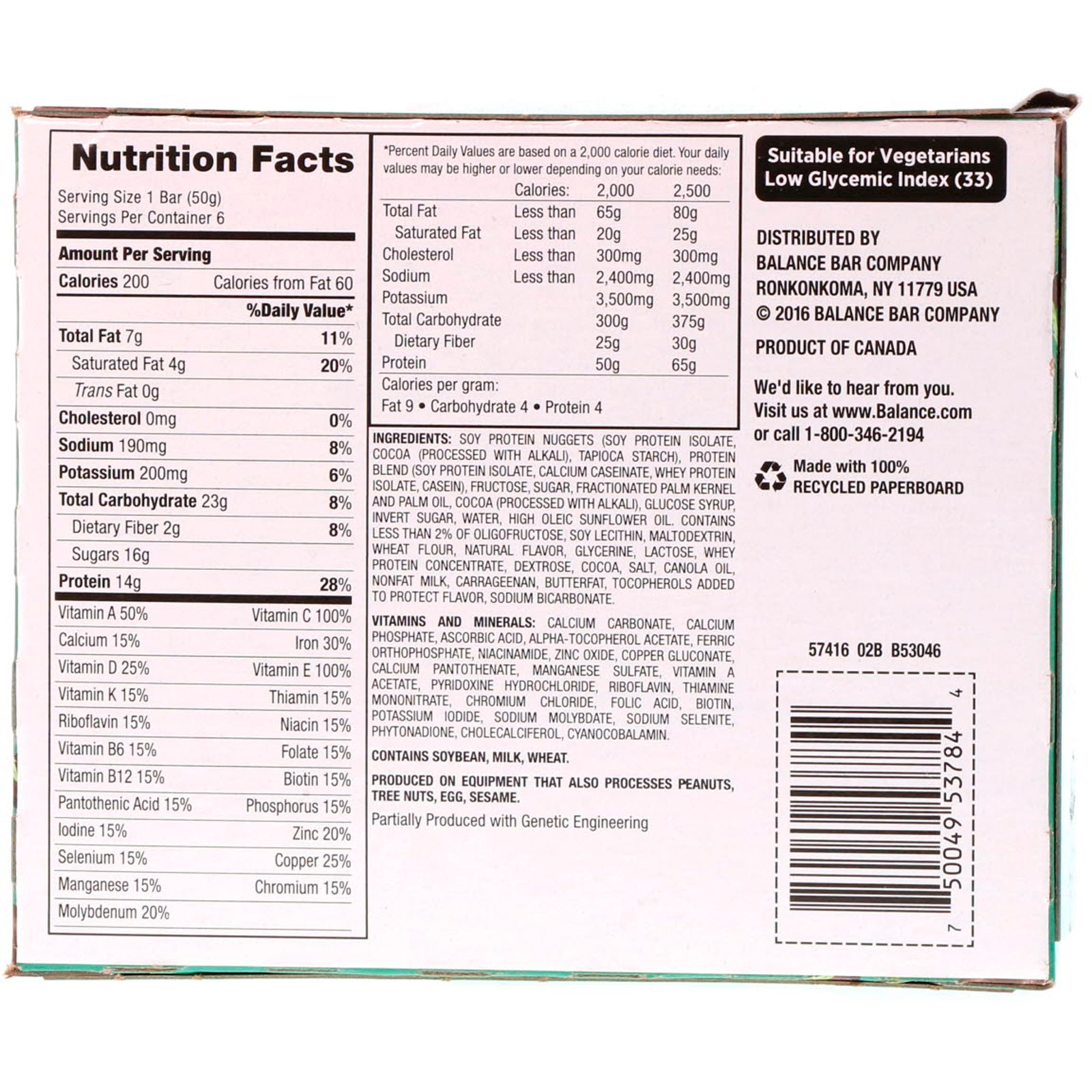 Balance Bar, Barra Nutritiva, Cookie Crocante Chocolate Menta, 6 Barras, 50 g cada - Imagem 3