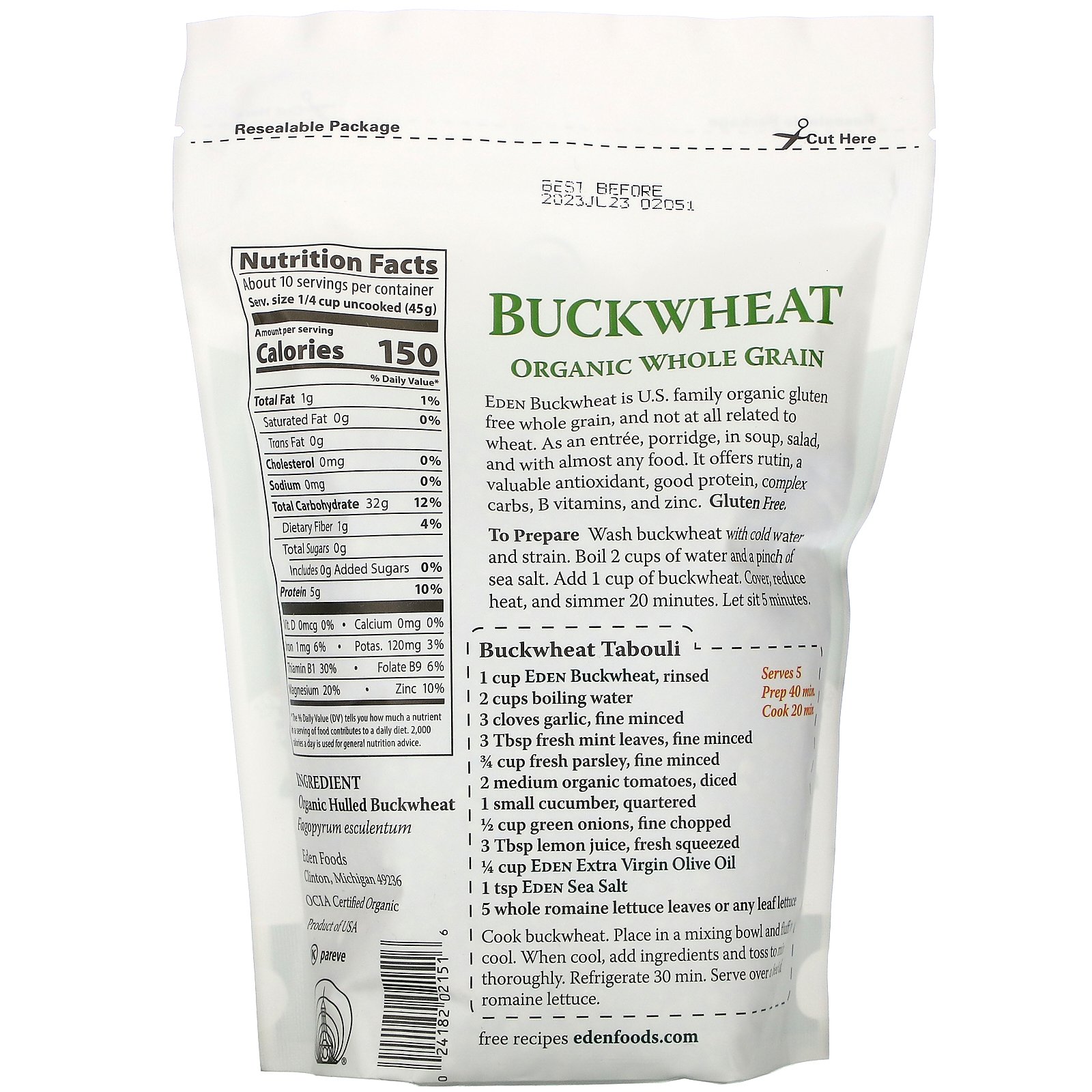 Eden Foods, Buckwheat, Organic Whole Grain, 16 oz (454 g) - Imagem 2