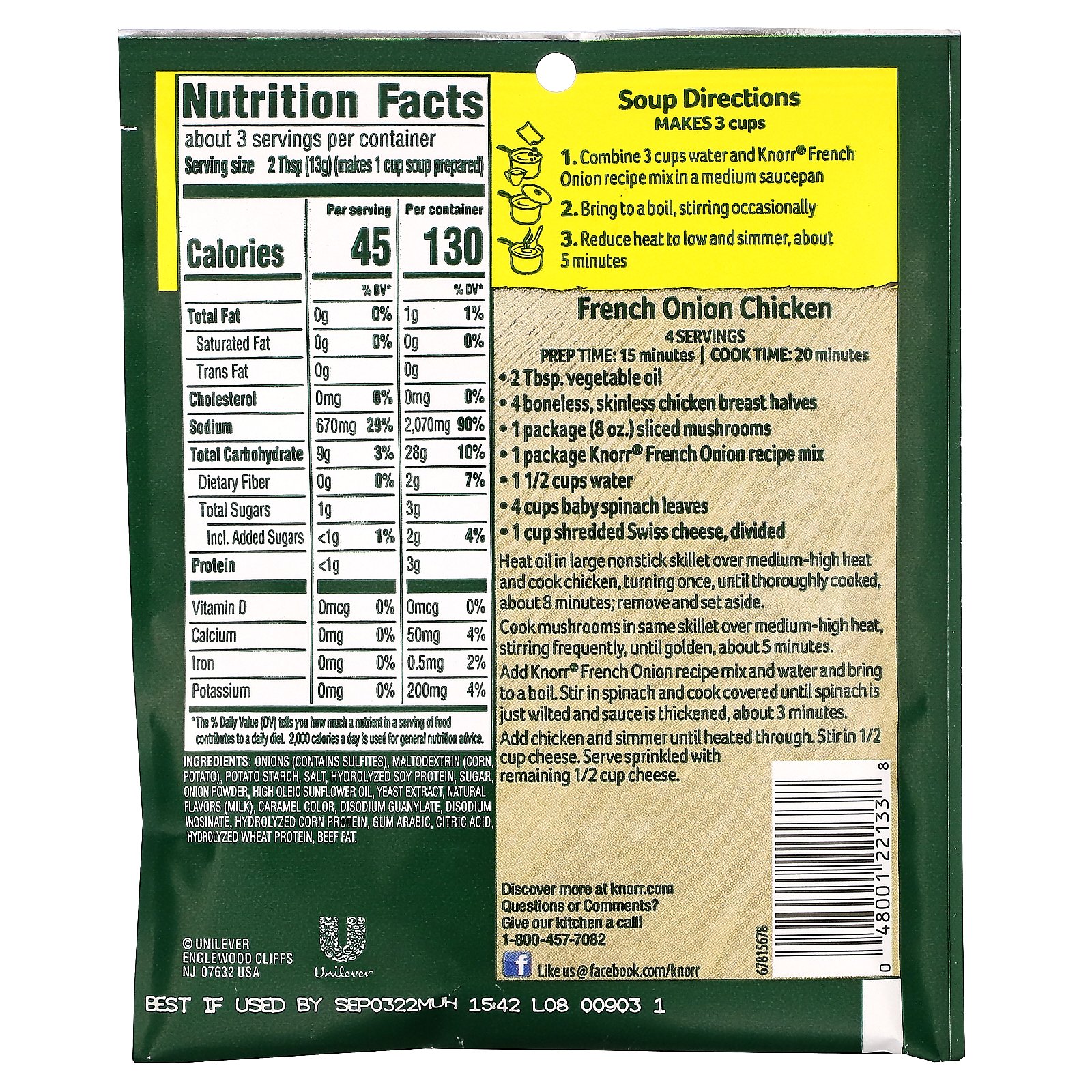 Knorr, Mistura para Receitas Cebola Francesa, 1.4 oz (40 g) - Imagem 2