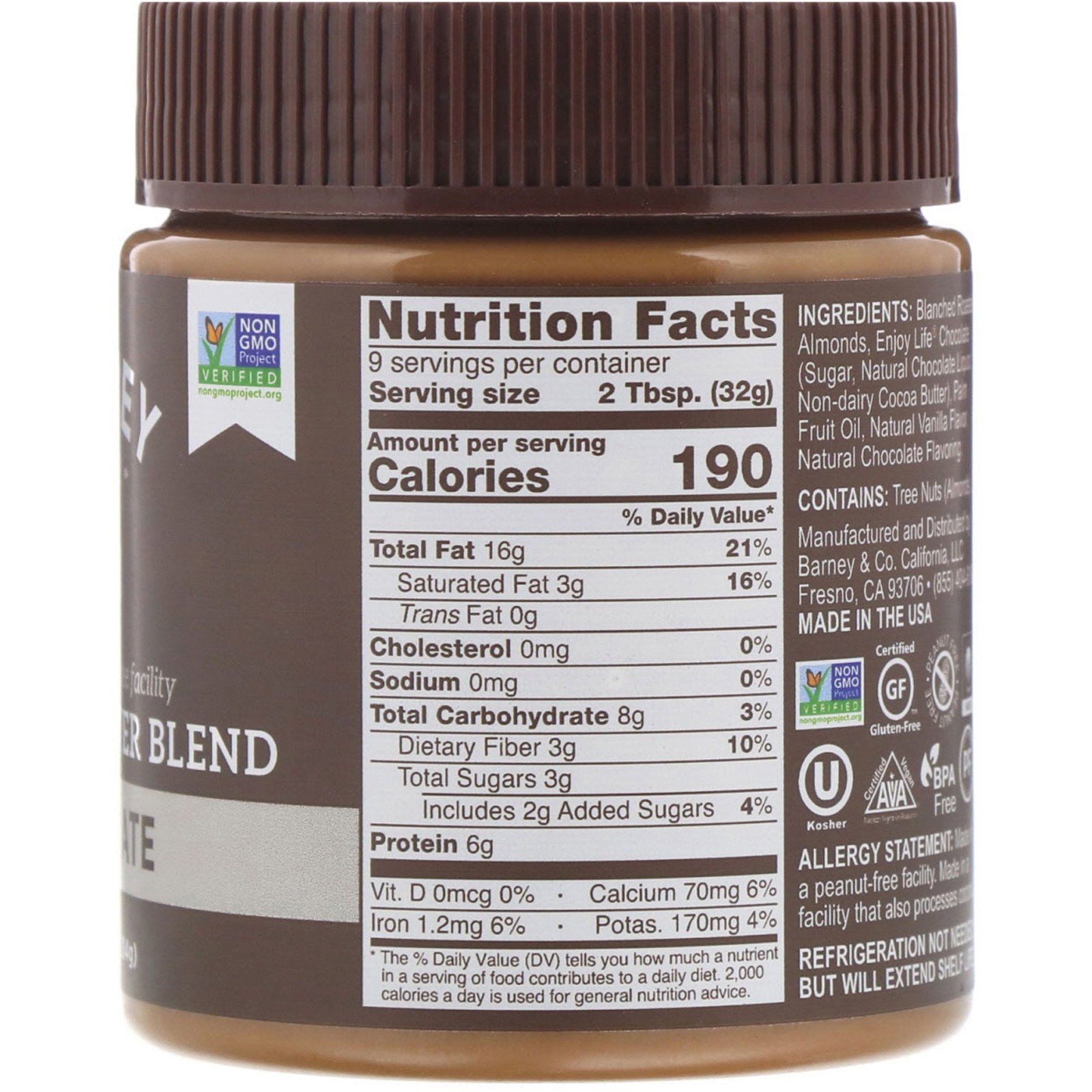 Barney Butter, Barney Butter, Almond Butter Blend, Chocolate, 10 oz (284 g) - Imagem 2