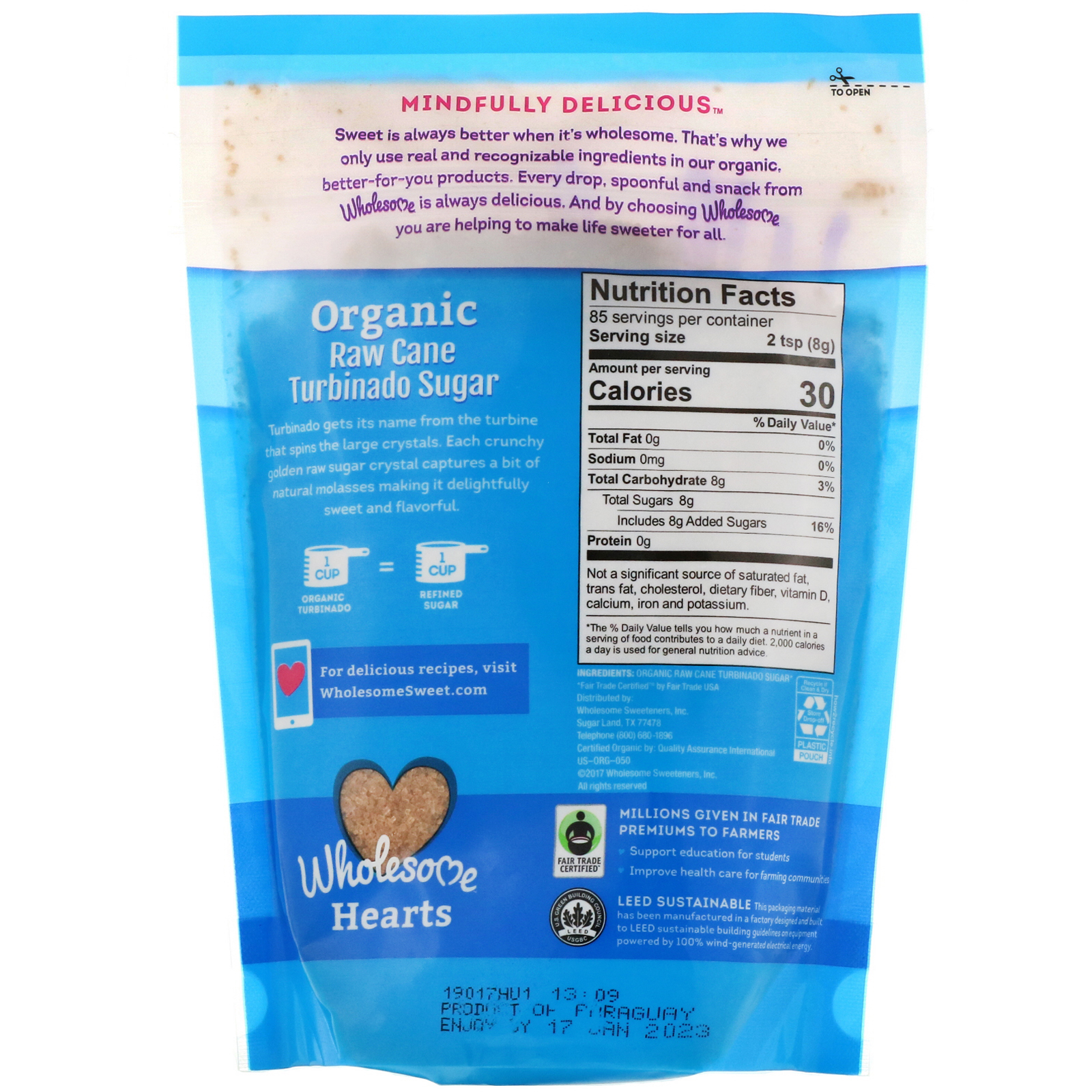 Wholesome, Turbinado Orgânico, Açúcar de Cana Cru, 680 g (24 oz) - Imagem 2