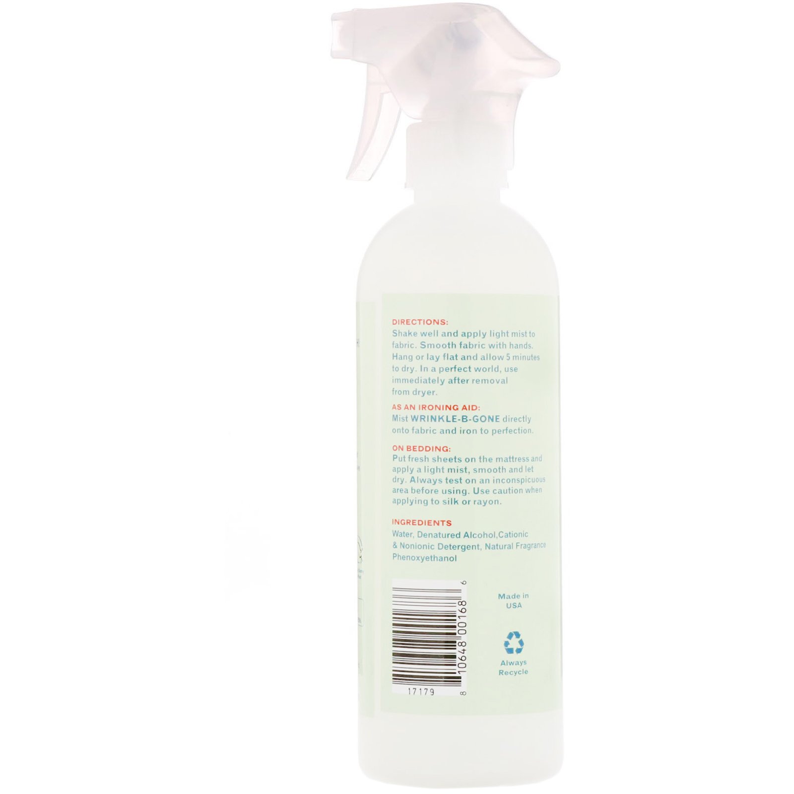 Nellie's, All-Natural, Wrinkle-B-Gone, Removes Wrinkles, Lemongrass, 16 fl oz (474 ml) - Imagem 2