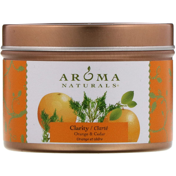 Aroma Naturals, Soy VegePure, Vela em Lata para Viagem, Clareza, Laranja e Cedro, 79,38 g (2,8 oz)