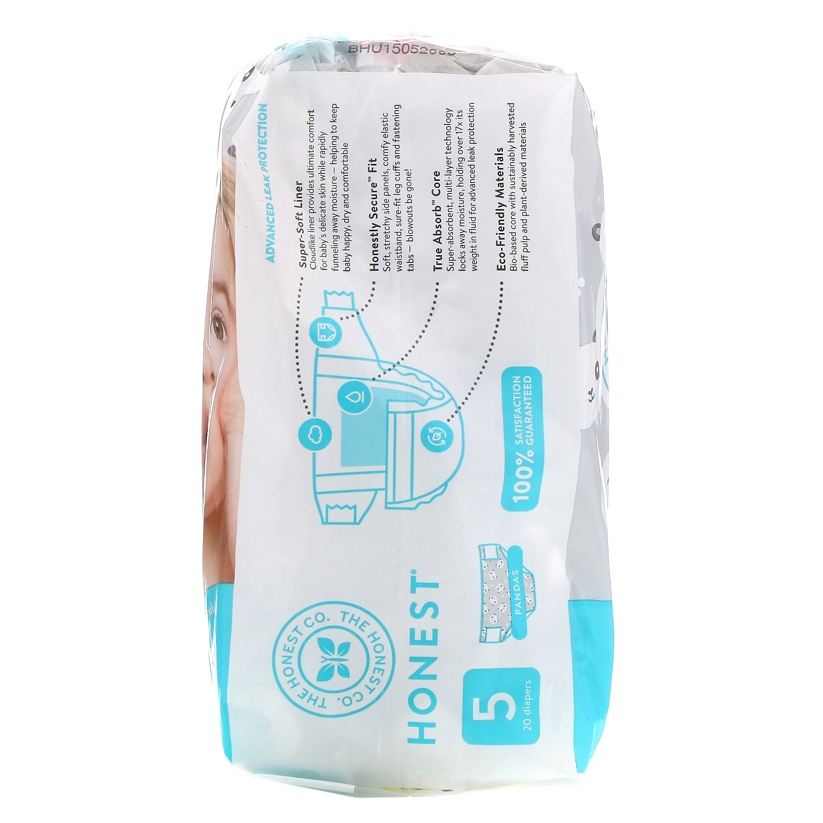 The Honest Company, Honest Diapers, Size 5, 27+ Pounds, Pandas, 20 Diapers - Imagem 3