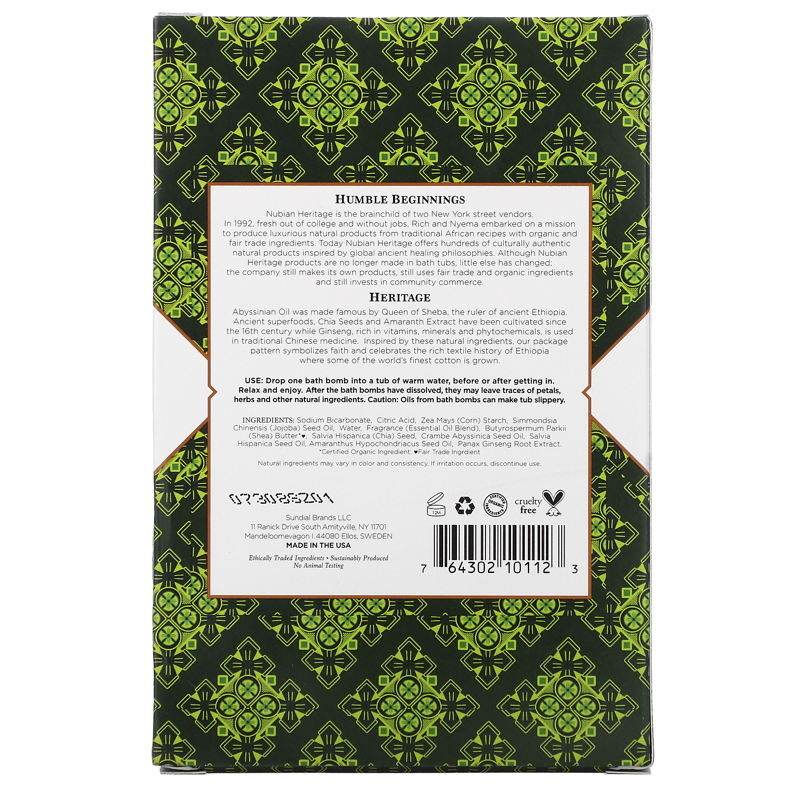 Nubian Heritage, Abyssinian Oil & Chia Seed, Bath Bombs, 6 Bath Bombs, 1.6 oz (45 g) Each - Imagem 2
