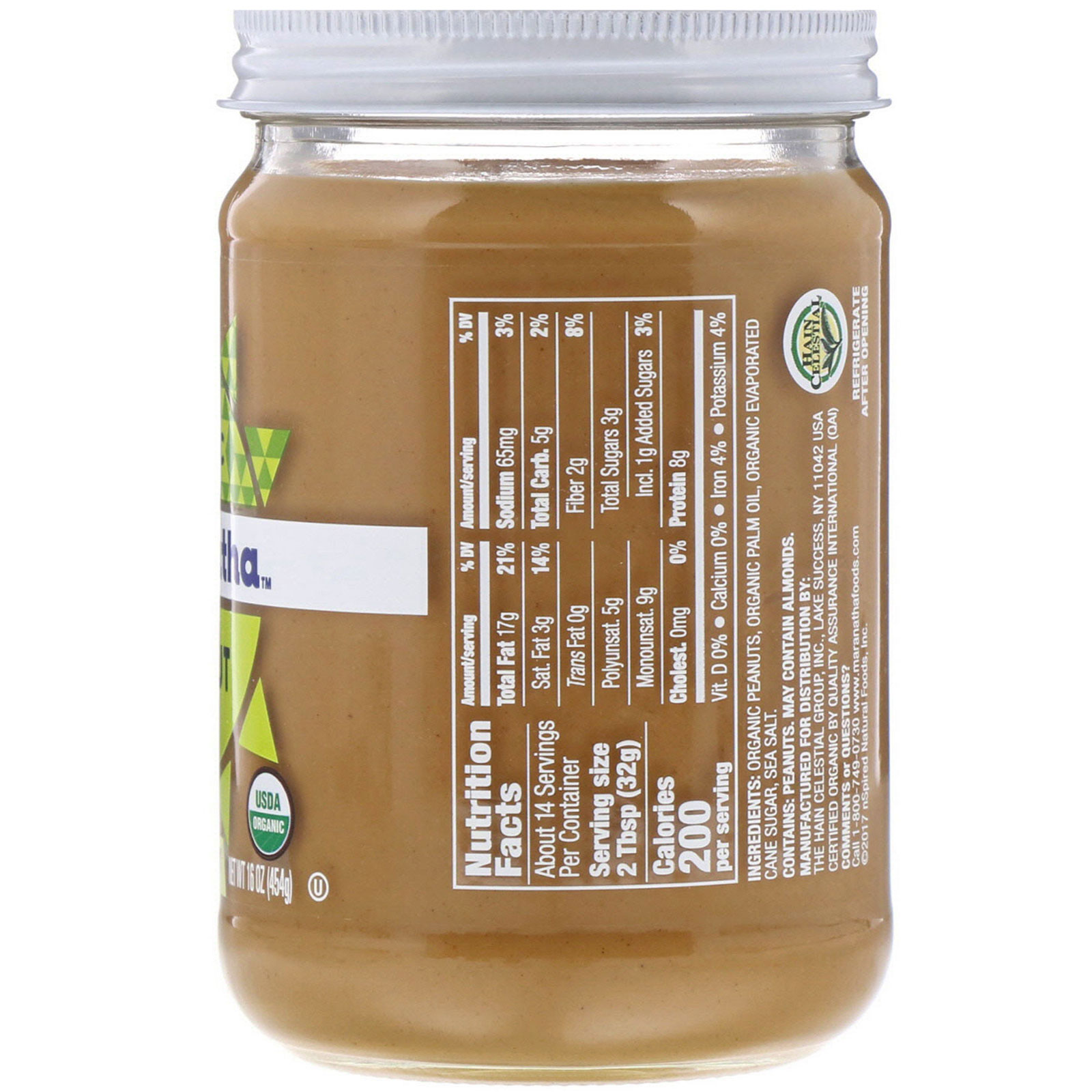 MaraNatha, Manteiga de Amendoim Orgânica, Cremosa, 454 g (16 oz) - Imagem 2