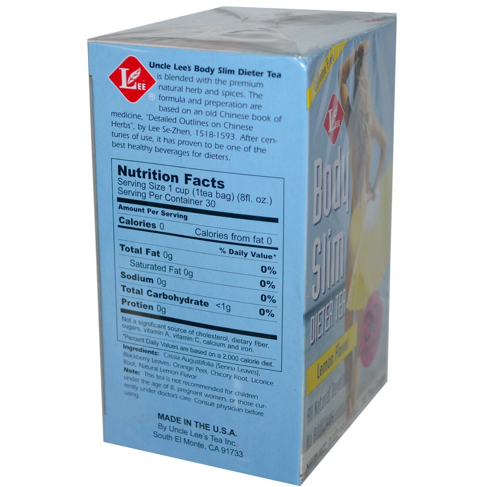 Uncle Lee's Tea, Body Slim Chá Dietético, Sem Cafeína, Sabor de Limão, 30 Saquinhos de Chá, 2.12 oz (60 g) - Imagem 2