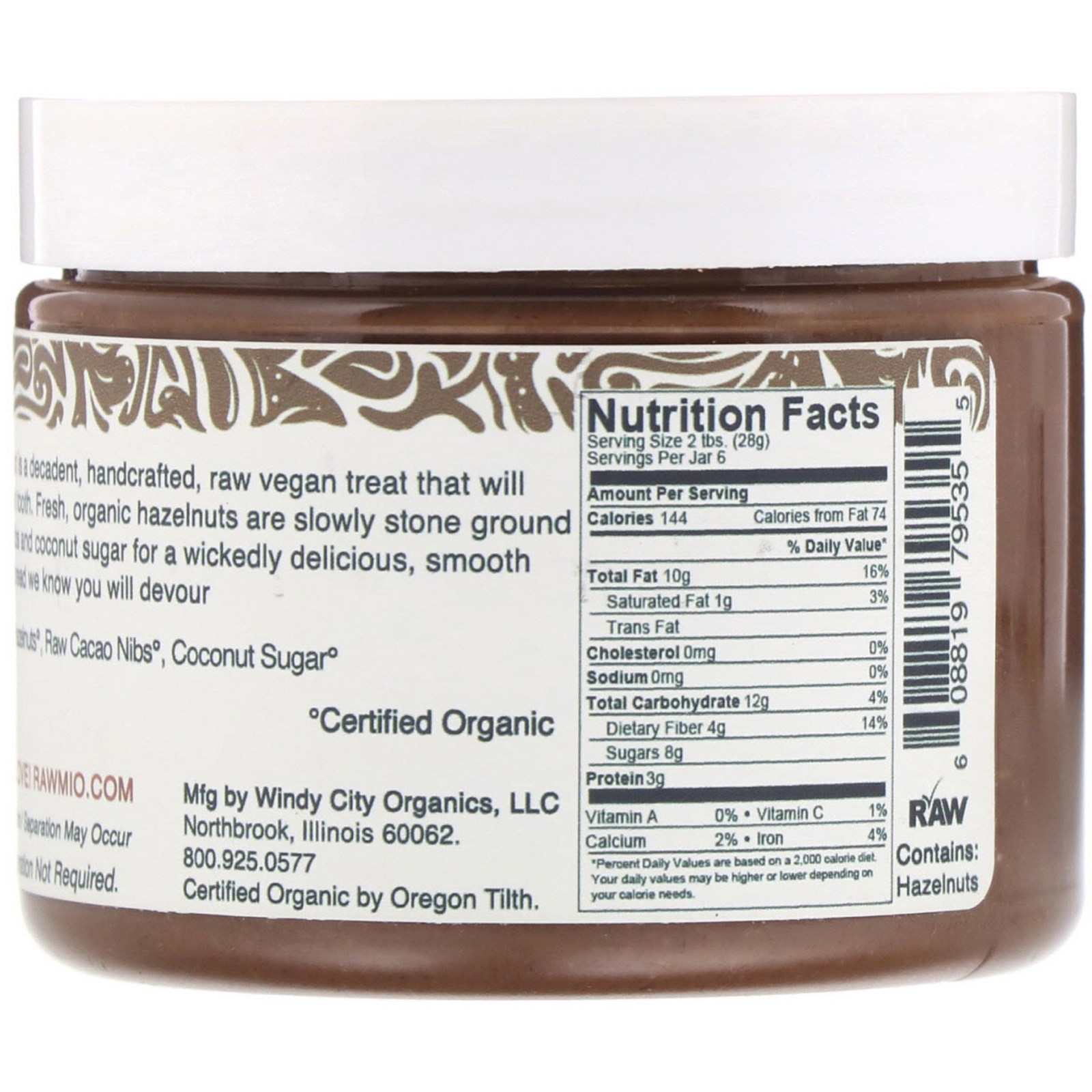 Rawmio, Pasta de Chocolate e Avelã, 6 oz (170 g) - Imagem 2