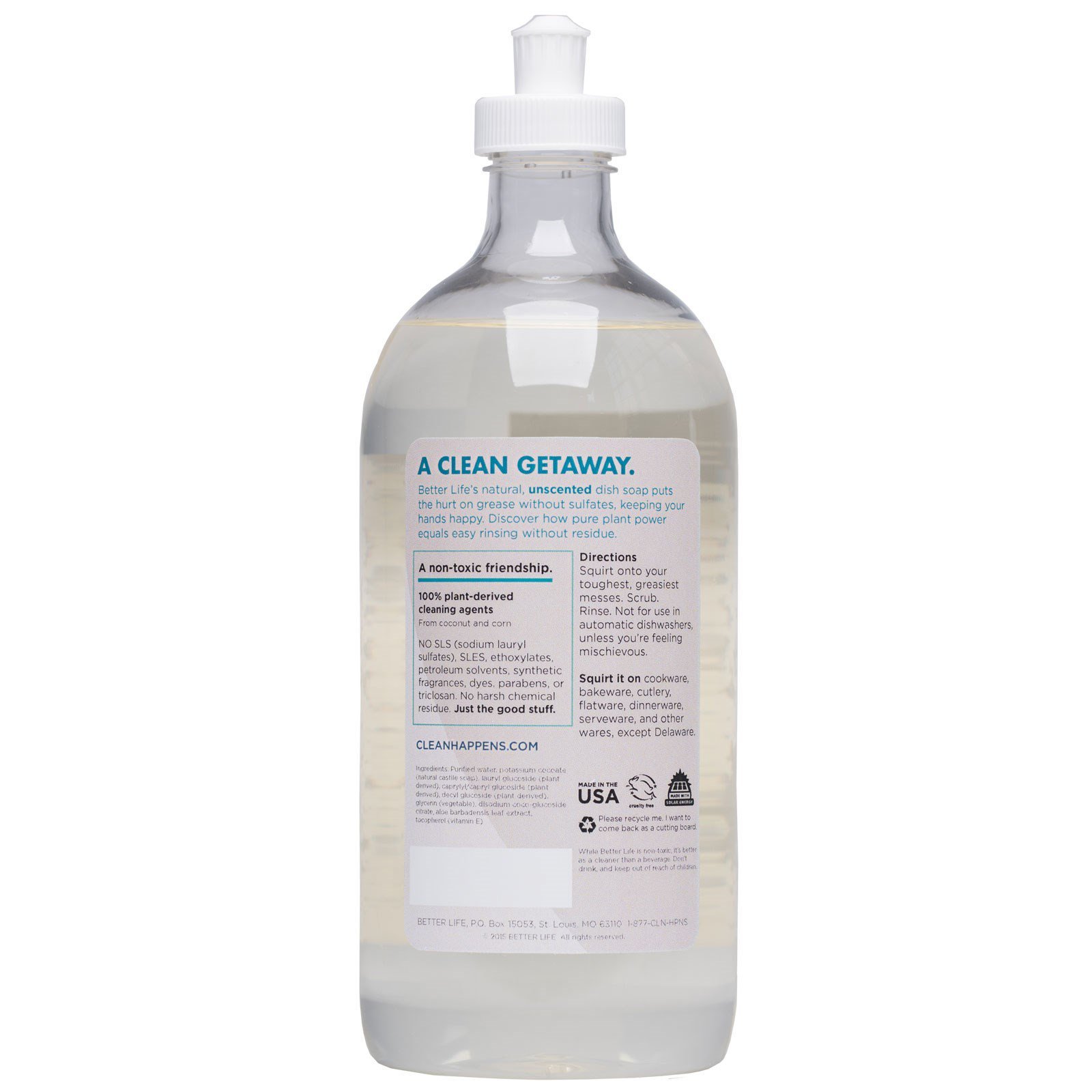 Better Life, Detergente Removedor de Gorduras Natural, Sem Perfume, 651 ml (22 oz) - Imagem 2