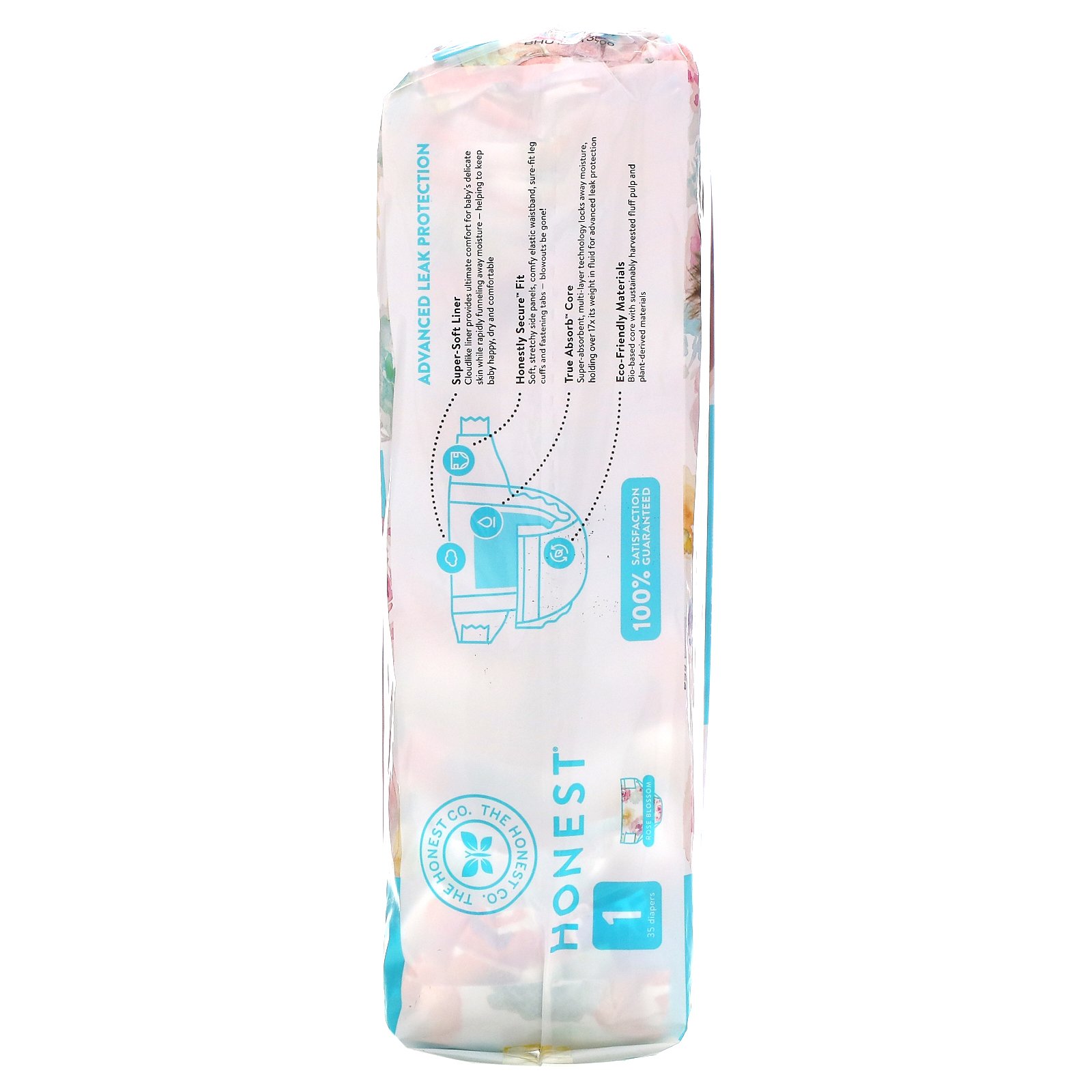 The Honest Company, Honest Diapers, Size 1, 8-14 Pounds, Rose Blossom, 35 Diapers - Imagem 2