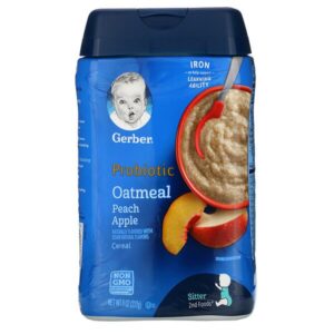 Comprar gerber, probiotic oatmeal cereal, peach apple, 8 oz (227 g) preço no brasil banho do bebê e infantil, pele, cabelos bebês e crianças crianças & bebês dove marcas a-z shampoo, bebês suplemento importado loja 15 online promoção -