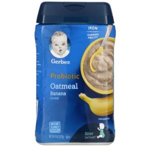 Comprar gerber, probiotic oatmeal cereal, banana, 8 oz (227 g) preço no brasil alimentação de bebês e crianças cereais frios para bebês cereais frios, bebê cereais quentes para bebês cereais quentes, bebês crianças & bebês gerber marcas a-z suplemento importado loja 1 online promoção - 8 de agosto de 2022