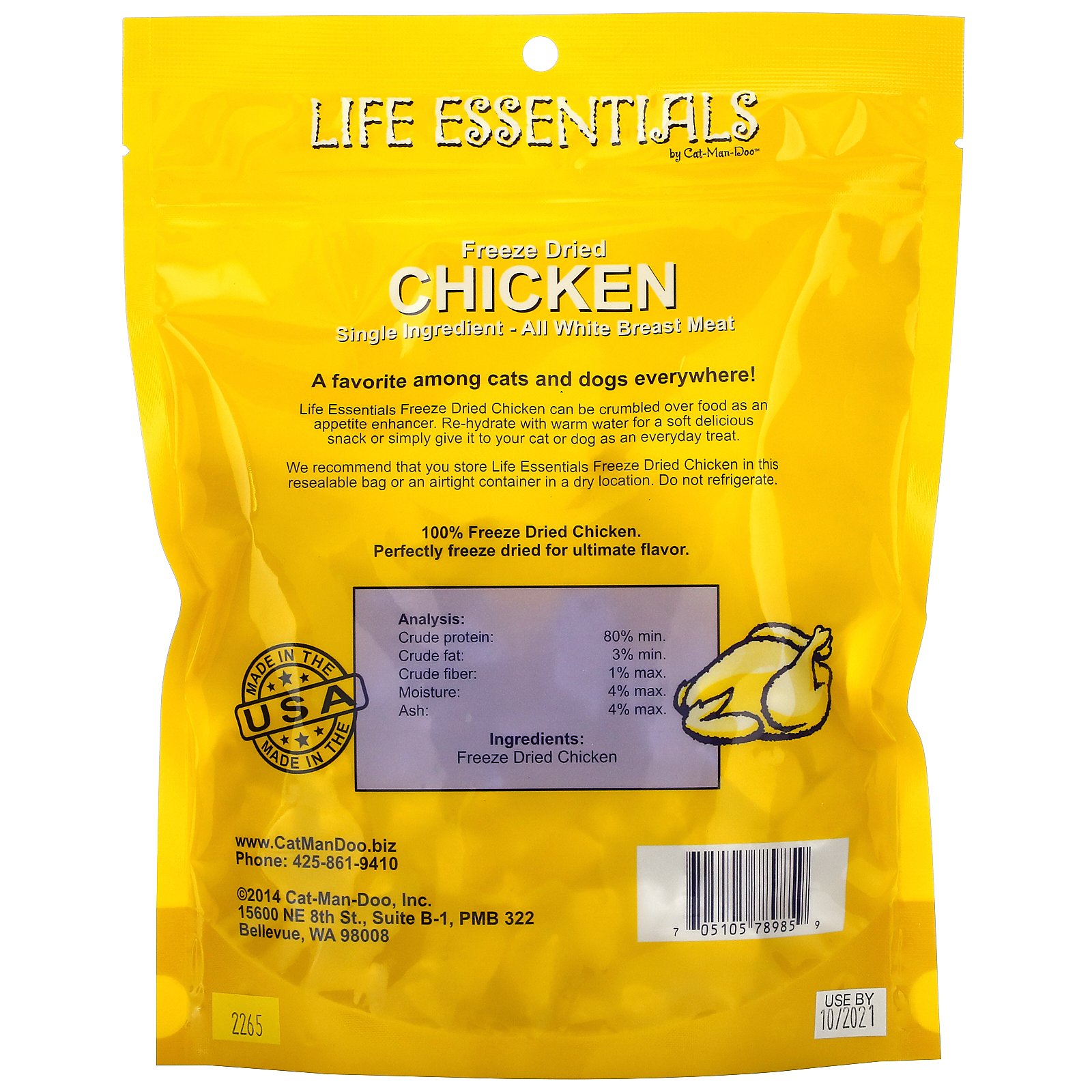 Cat-Man-Doo, Life Essentials, Frango Liofilizado, Para Cães e Gatos, 142 g (5 oz) - Imagem 2
