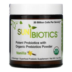 Comprar sunbiotics, potent probiotics with organic prebiotics powder, vanilla, 2 oz (57 g) preço no brasil prebióticos suplementos nutricionais suplemento importado loja 73 online promoção -