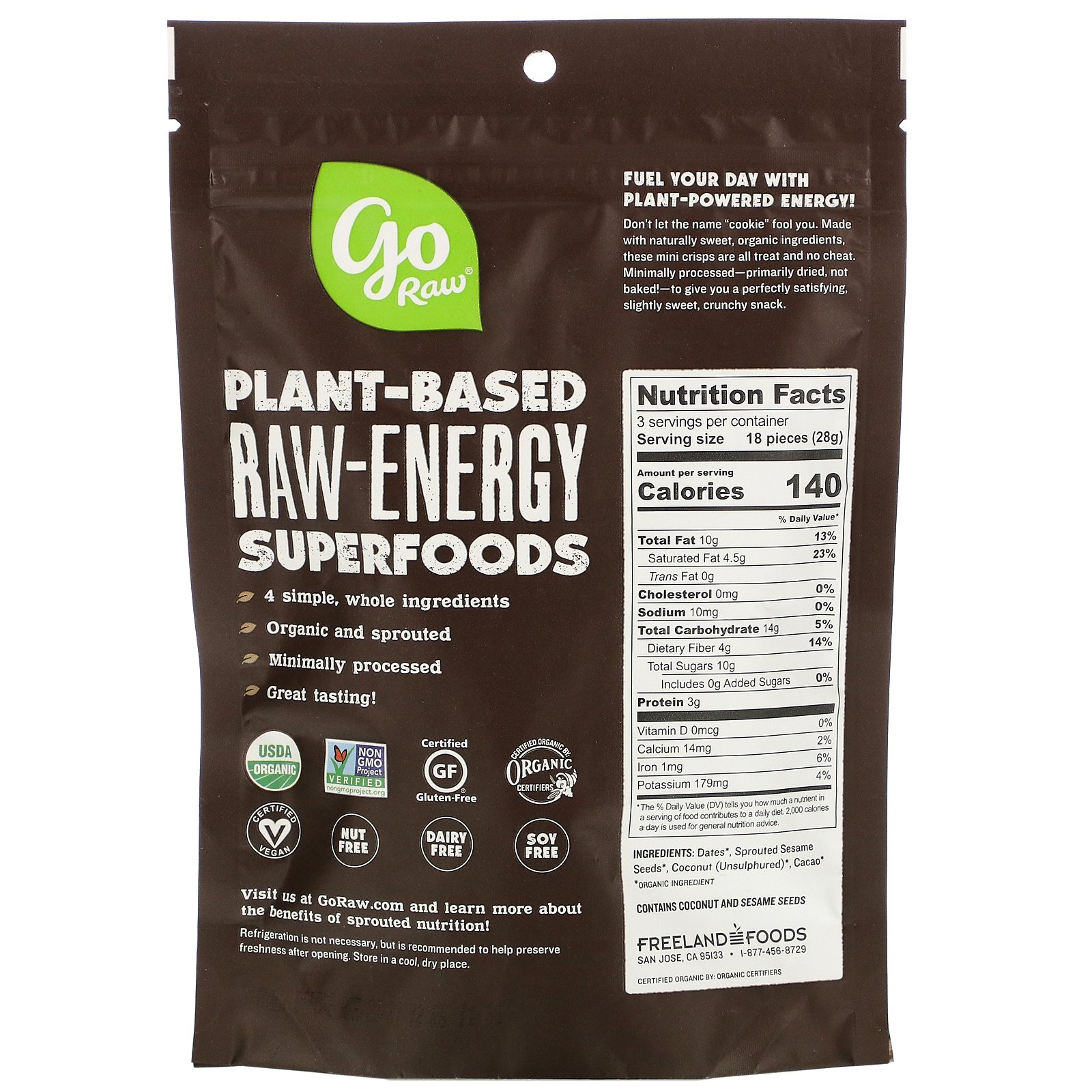 Go Raw, Orgânico, Biscoitos Germinados, Crocância de Chocolate, 85 g (3 oz) - Imagem 2