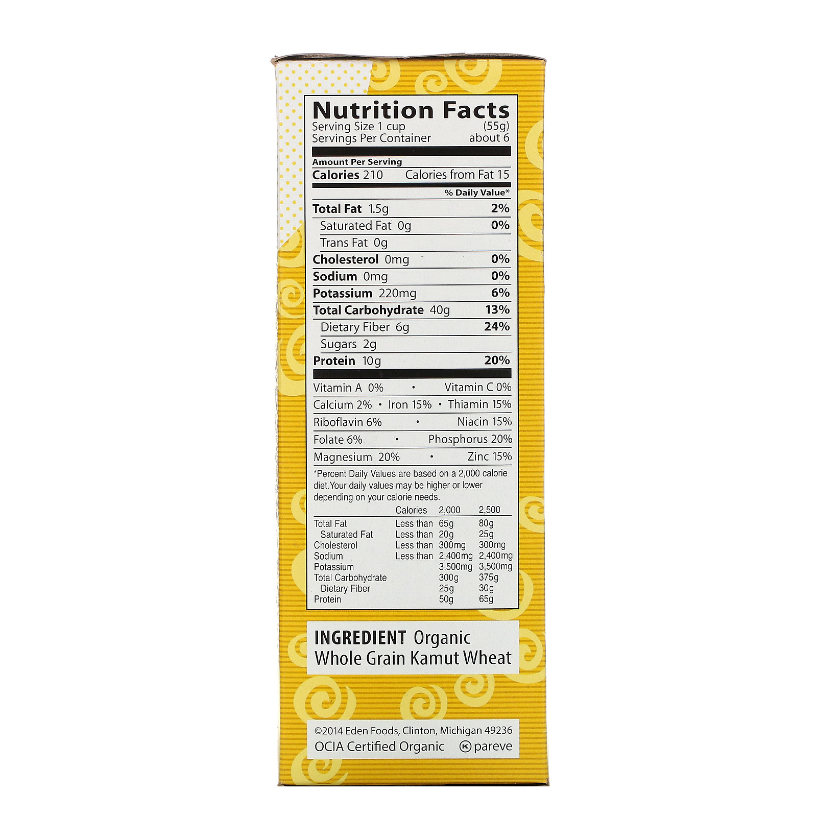 Eden Foods, Macarrão orgânico, Espirais Kamut, 12 oz (340 g) - Imagem 2