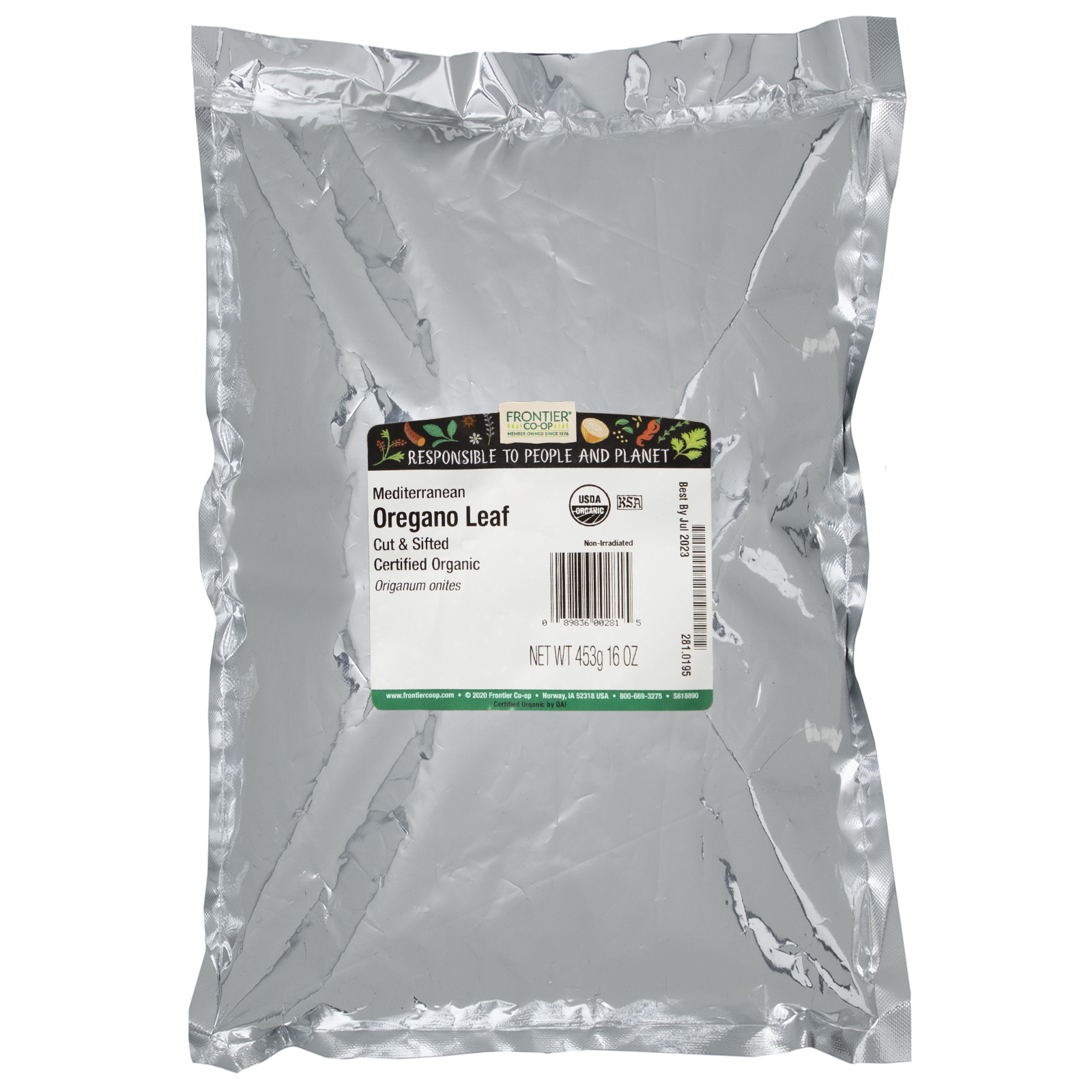Frontier Natural Products, Folha Orgânica de Orégano Mediterrâneo Cortada & Peneirada, 16 oz (453 g) - Imagem 2