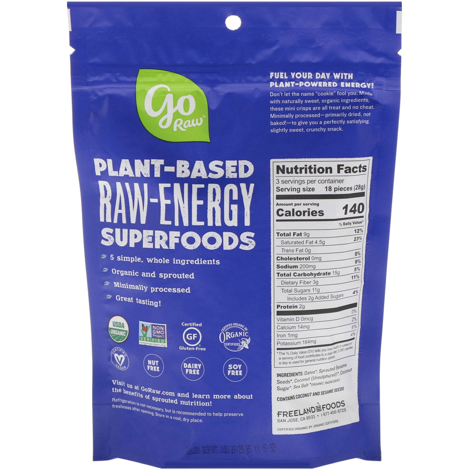 Go Raw, Orgânico, Biscoitos Germinados, Doce Crocância, 3 oz (85 g) - Imagem 2