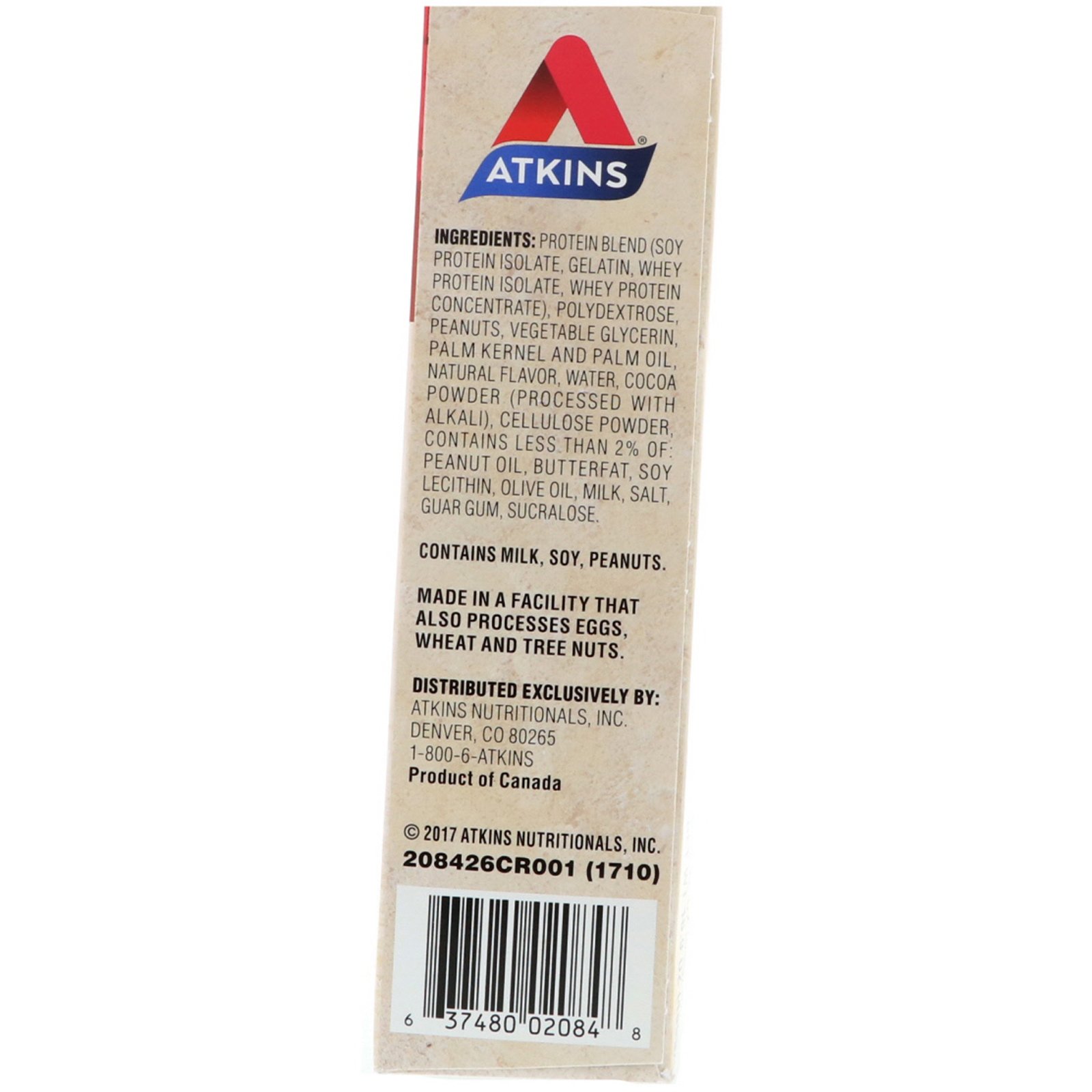 Atkins, Chocolate Peanut Butter Bar, 8 Bars, 2.12 oz (60 g) - Imagem 2