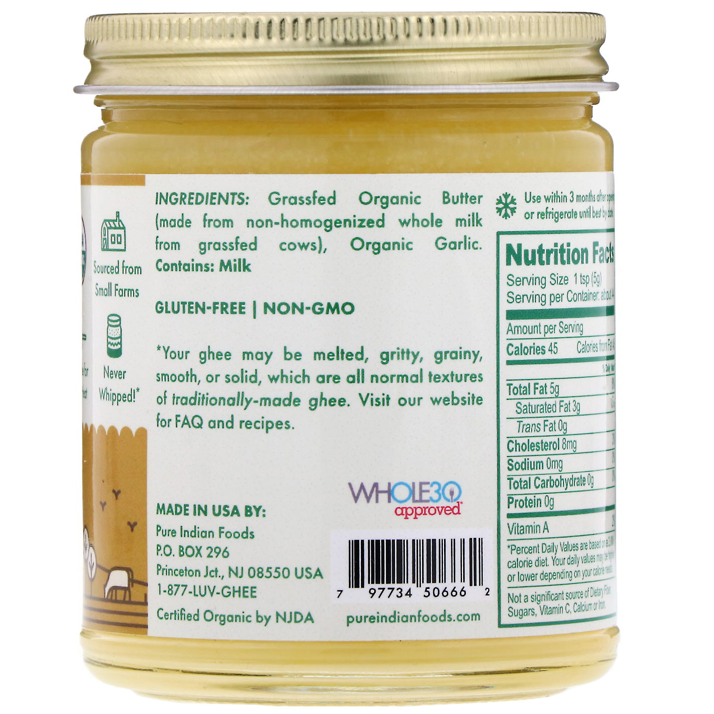 Pure Indian Foods, Manteiga Ghee Orgânica de Alho, 220 g (7,8 oz) - Imagem 2