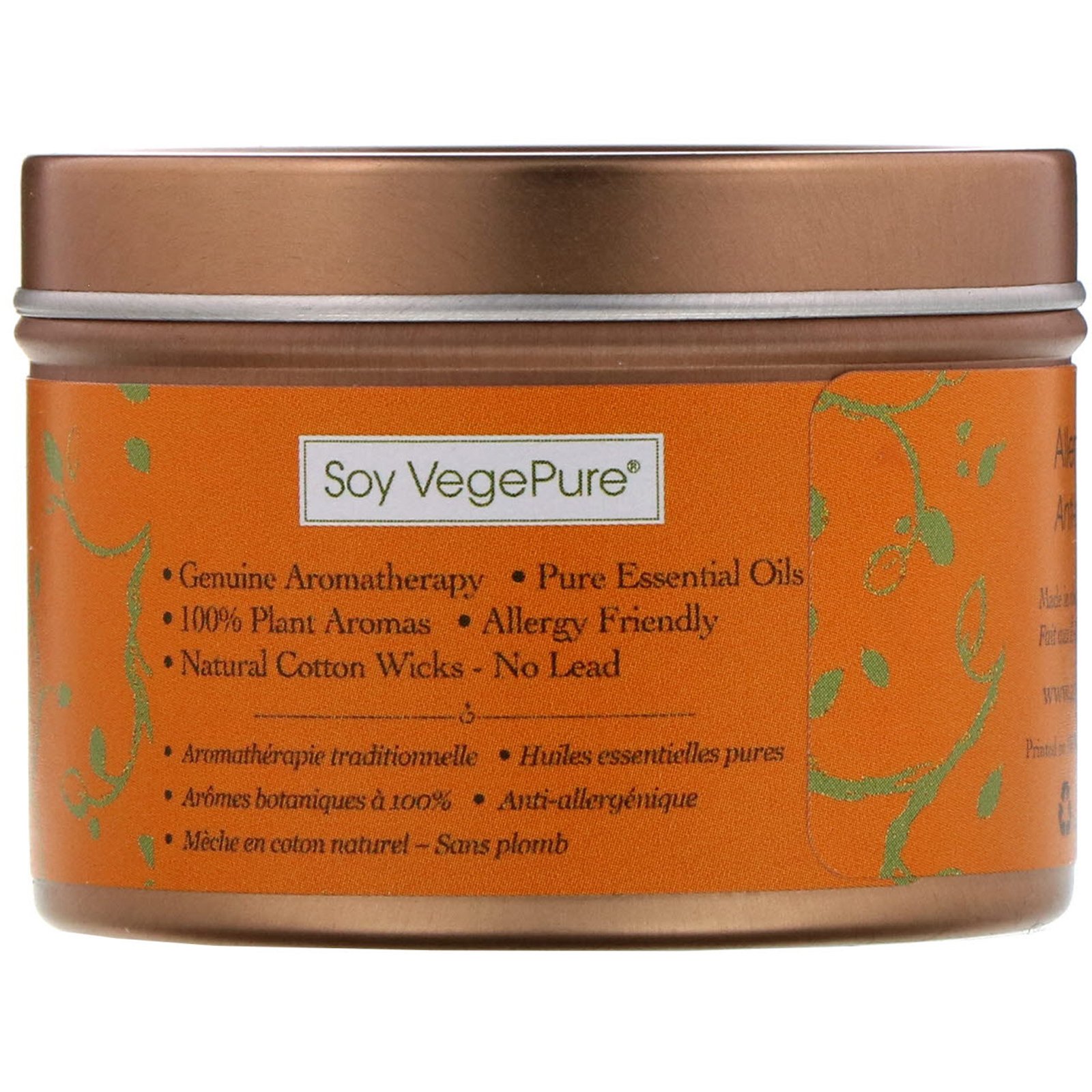 Aroma Naturals, Soy VegePure, Vela em Lata para Viagem, Clareza, Laranja e Cedro, 79,38 g (2,8 oz) - Imagem 2